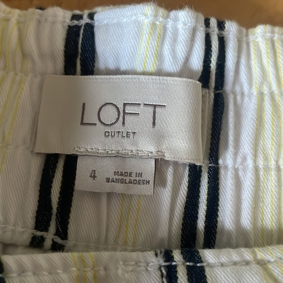 Loft Striped Women's The waist Shorts yellow/black/white with tie size 4 - Picture 7 of 8